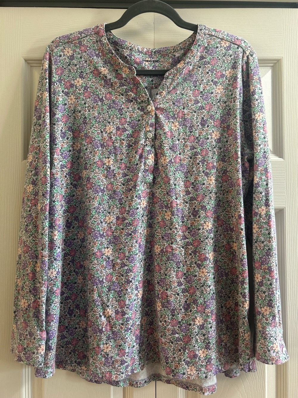Lands End Shirt Women’s Size XL Multicolor Ditsy Floral Long Sleeve